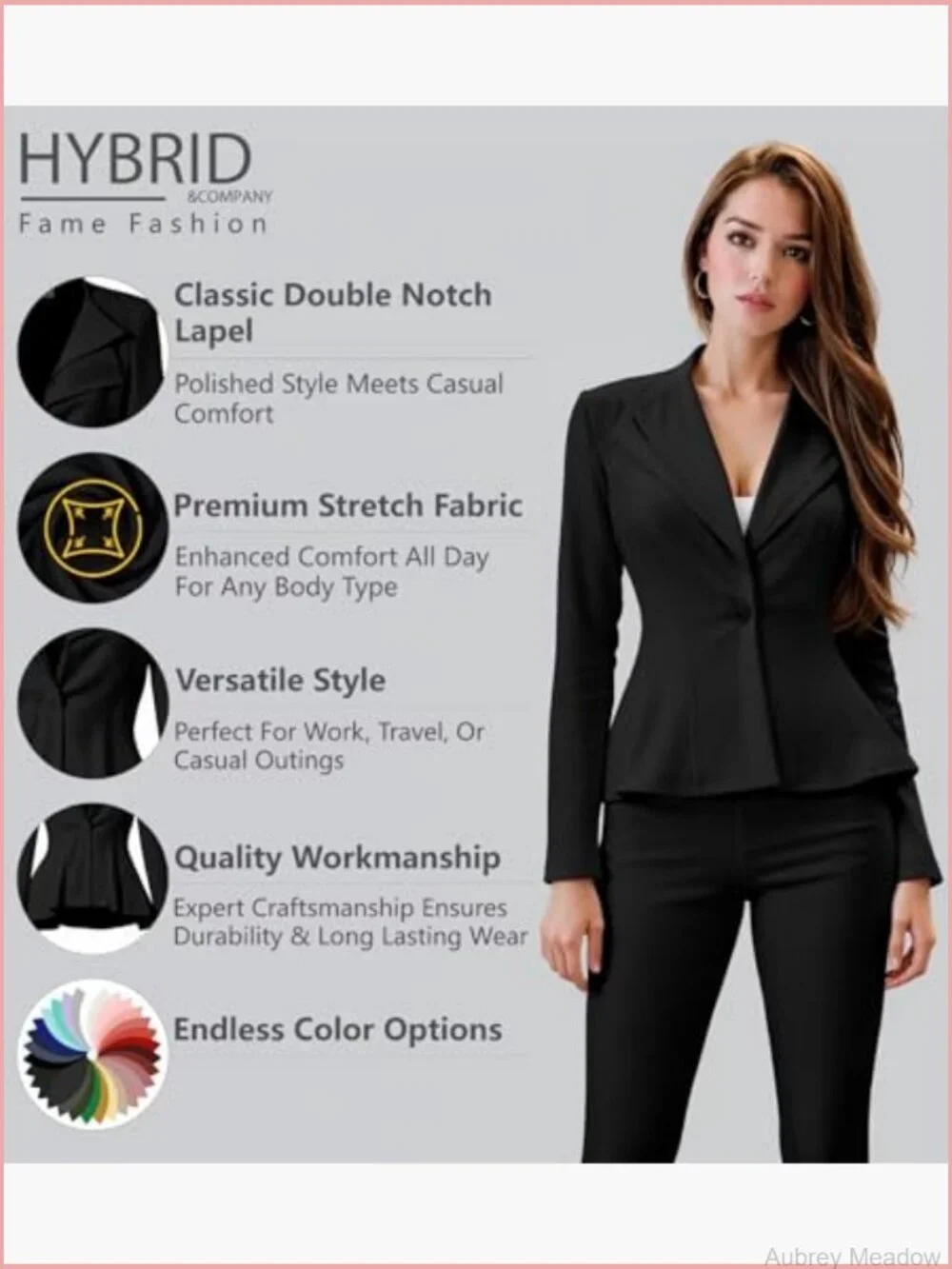Women's Double Lapel Peplum Blazer Stretch Office Work